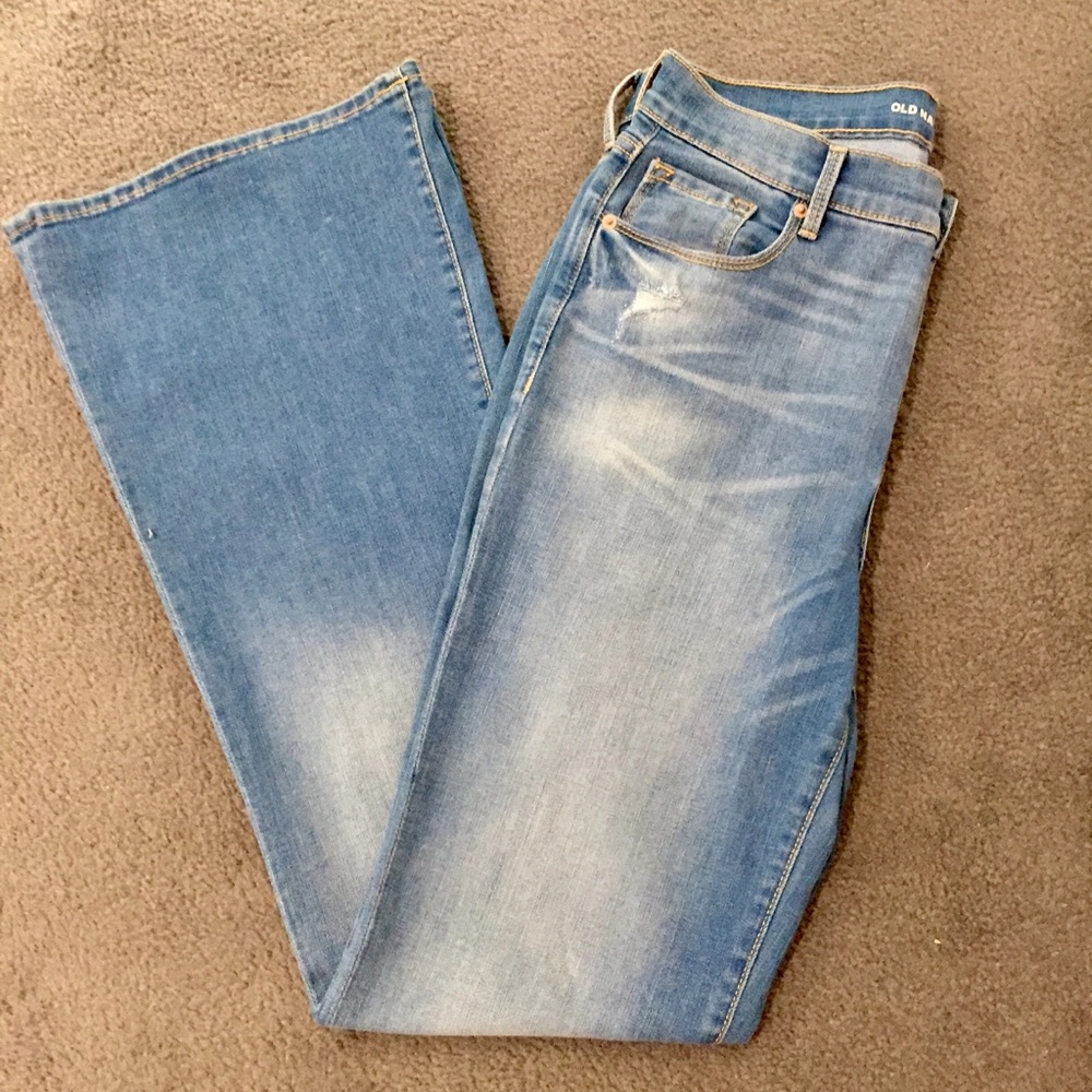 High rise flare, light wash jeans Size 10